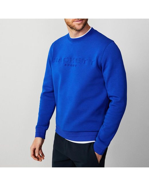Hackett Blue Embossed Cotton Blend Sweatshirt