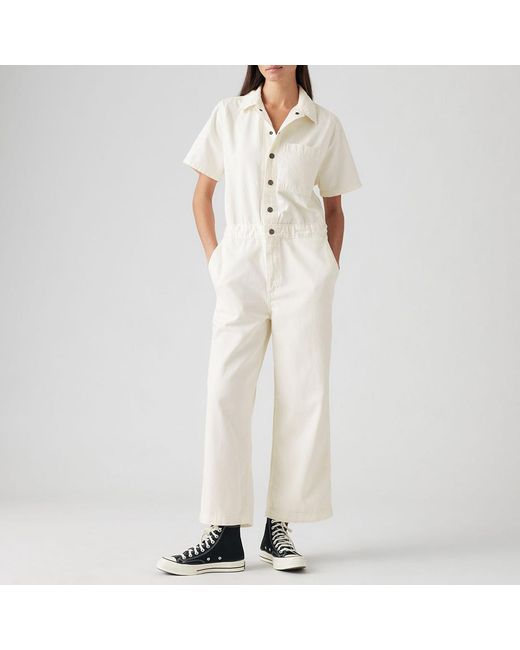 Levi's Natural Ecru Button Down Wide Jumpsuit