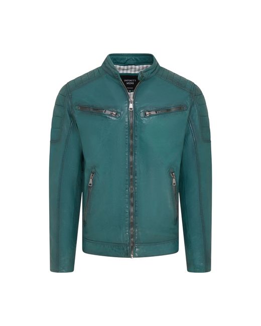 Infinity Leather Green Modern Classic Leather Quilted Biker Jacket