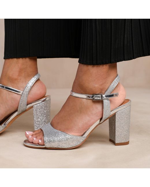 Where's That From Black 'Florence' Mid High Heels With Ankle Strap