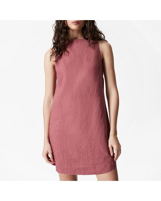 & Other Stories Pink Rust Vicky Linen Mini Dress