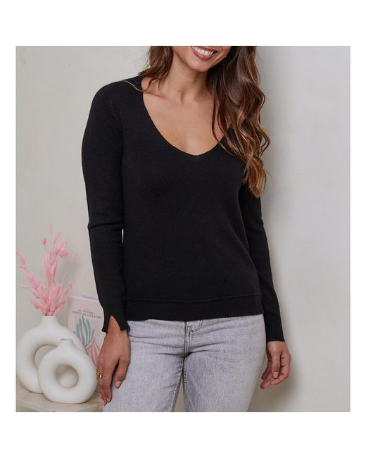Sofiacashmere Black Pull Col V Manches Longues