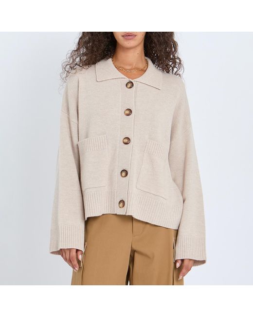 N°· Eleven Natural New Wool Boxy Collared Cardigan