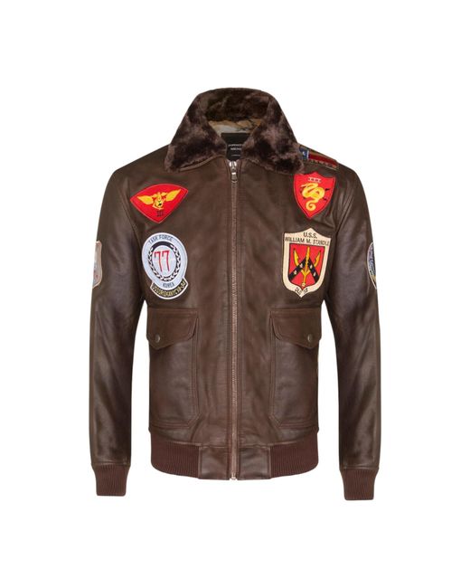 Infinity Leather Red Leather Us Aviator Bomber Jacket