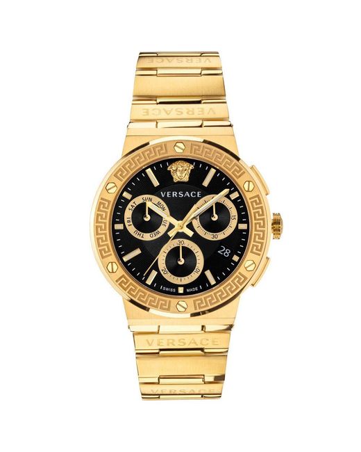 Versace Metallic Vez900421 Greca Logo Chrono Watch