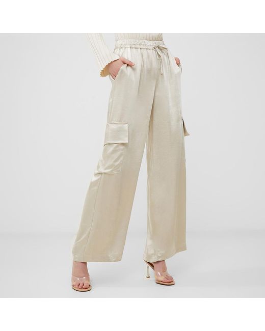 French Connection Natural Satin Cargo Trousers