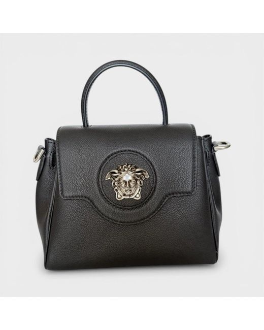 Versace Black Medusa Leather Top Handle Bag