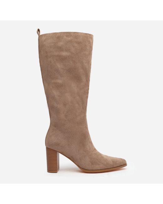 Where's That From Brown 'Elder' Block Heel Knee High Boots With Side Zip