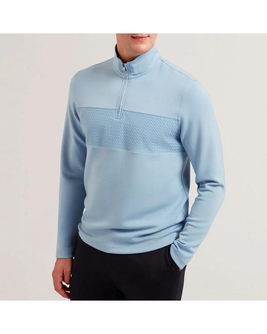 Ted Baker Blue Light Simonea Panel Half-Zip Jumper