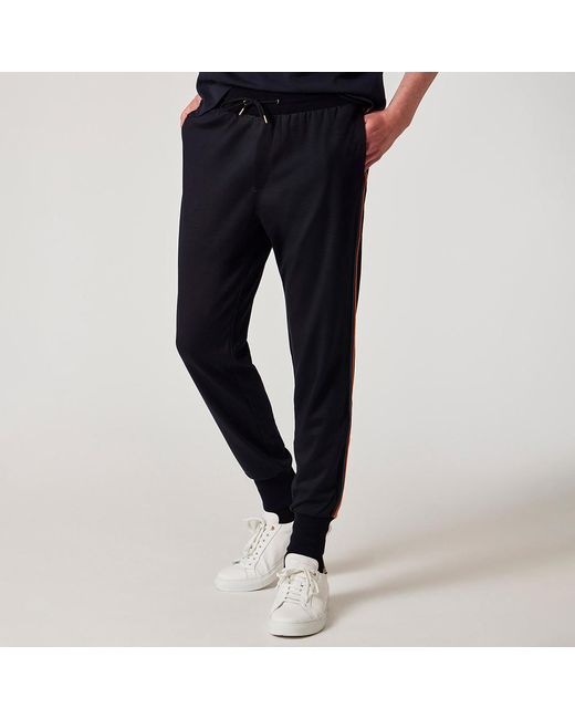 Paul Smith Black Taped Seam Wool Joggers