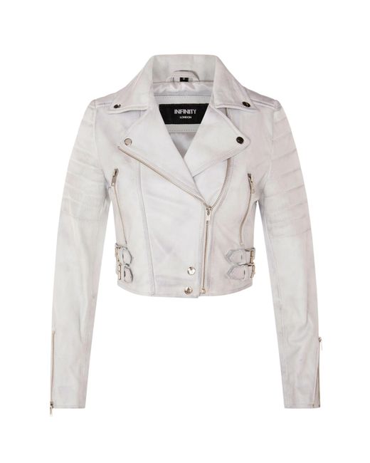 Infinity Leather White Brando Cropped Leather Jacket-Longtown