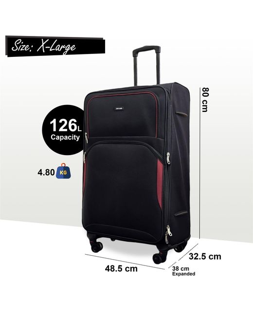 Infinity Luggage Black Expandable Soft X-Large Lightweight Suitcase