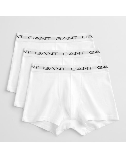 Gant White Cotton Blend Trunks 3-Pack