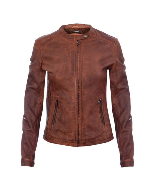 Infinity Leather Brown Tan Leather Biker Jacket-Prague