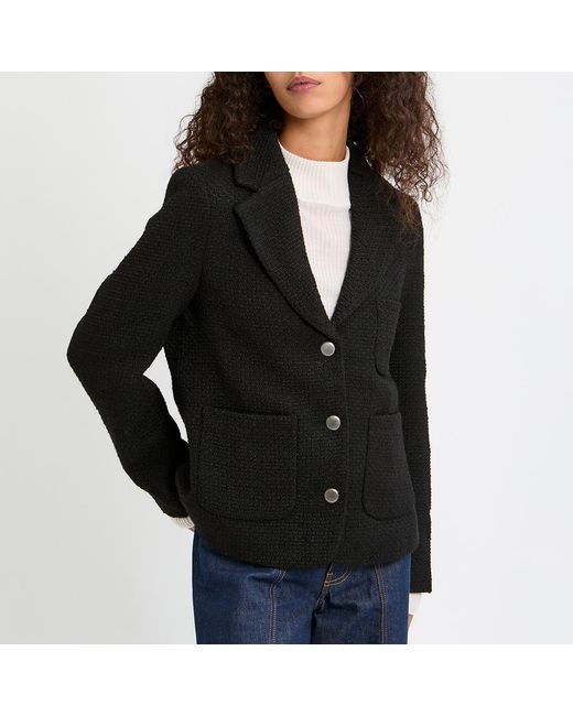 Whistles Black Classic Textured Wool Blend Jacket
