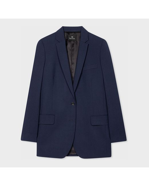Paul Smith Blue Notched Lapel Wool Blazer