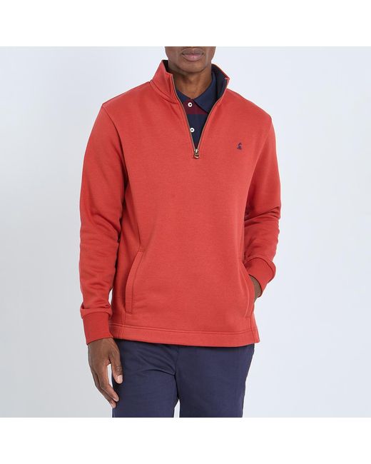 Joules Red Rust Cotton Blend 1/4 Zip Jumper