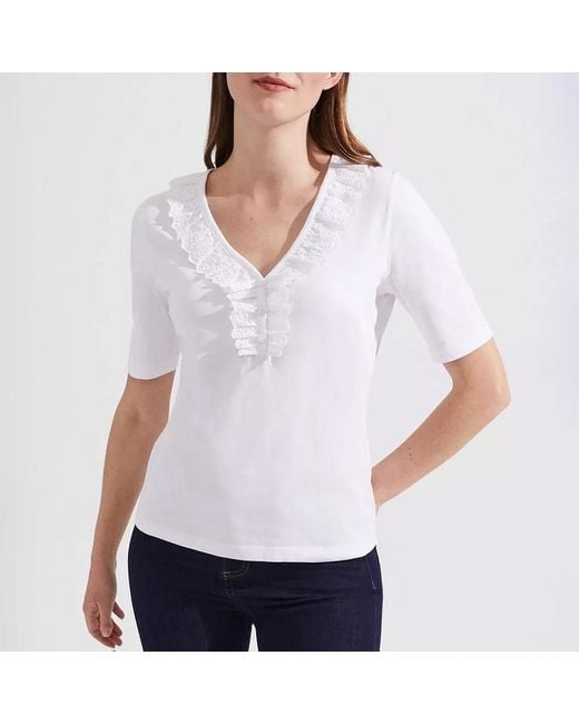 Hobbs White Demi Broderie Top