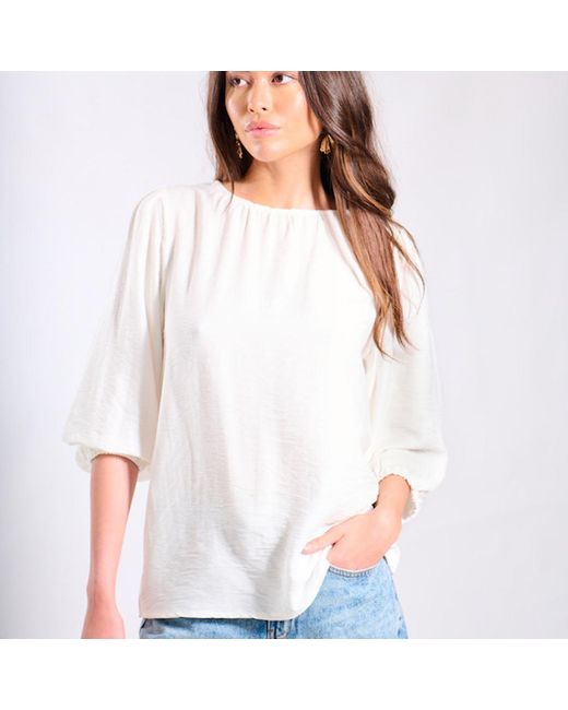 Needs No Label White Puff Sleeve Blouse