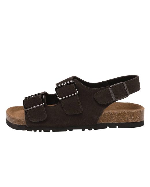 EVER AU Brown Flame Leather Sandals