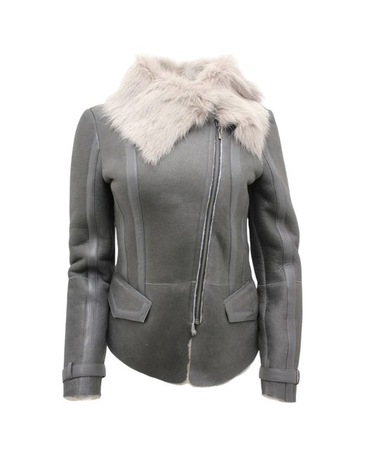 Infinity Leather Gray Shearling Toscana Flying Jacket-Polegate