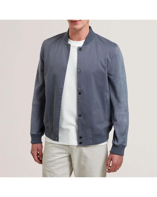 Ted Baker Blue Liams Twill Suede Bomber Jacket