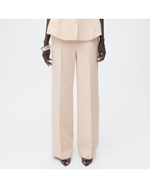 Mango Natural Nude Straight Suit Trousers