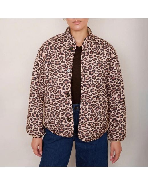 Wyse Natural Leopard Shannon Reversible Borg Jacket