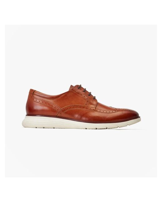 Base London White Tan Flight Derby Shoes