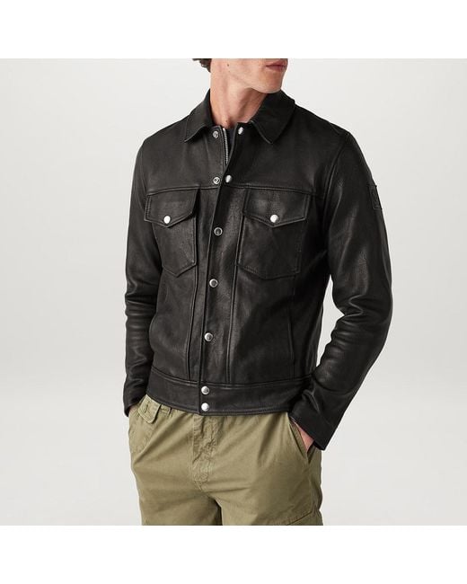 Belstaff Black Piston Leather Jacket
