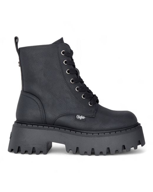 Buffalo Black Chunky Platform Warm High Ankle Combat Boots