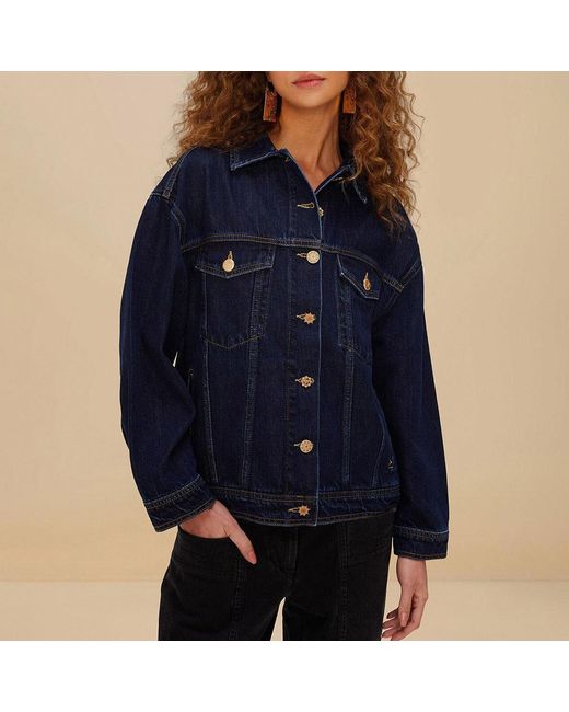 Farm Rio Blue Dark Basic Denim Jacket