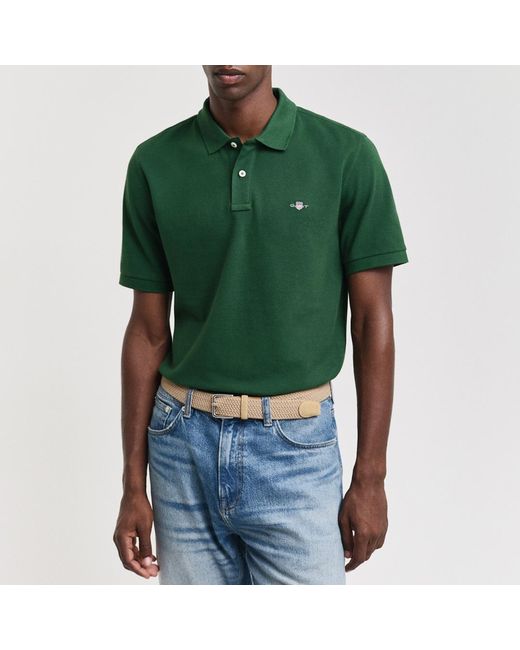 Gant Green Regular Embroidered Archive Shield Polo Shirt