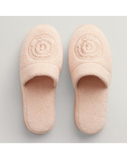 Gant Natural Sand Embroidered Crest Slippers