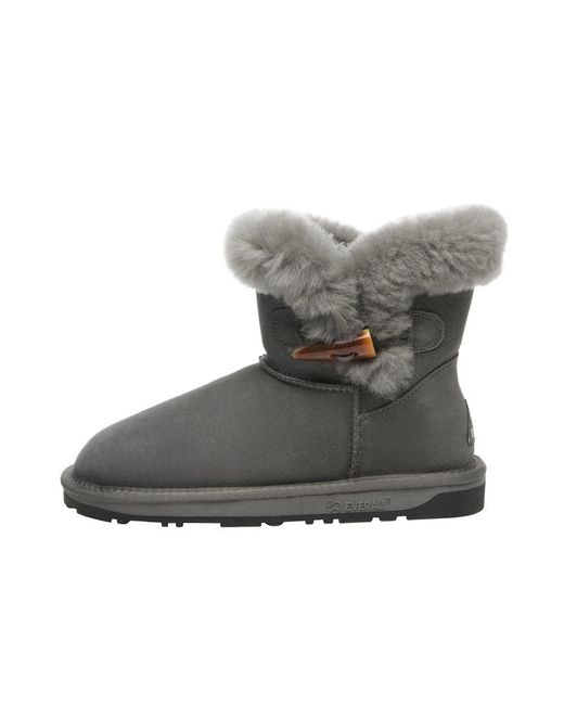 EVER AU Gray Robin Button Mini Boots