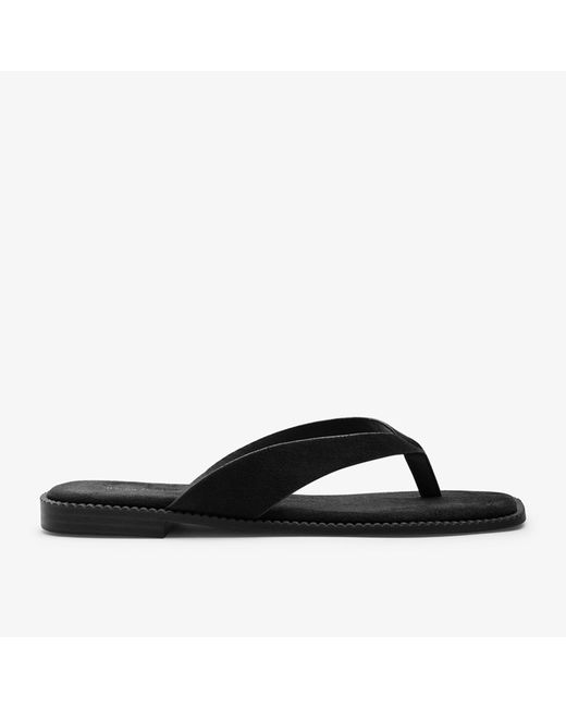 Where's That From Black Elvira Square Toe Flip Flop Sandal