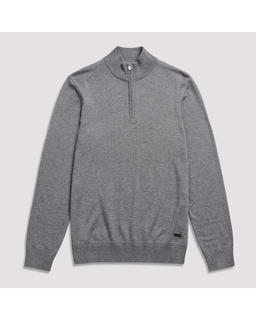 Duchamp Gray Funnel Neck Cotton Blend Jumper