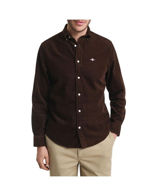 Gant Black Regular Fit Cord Shirt