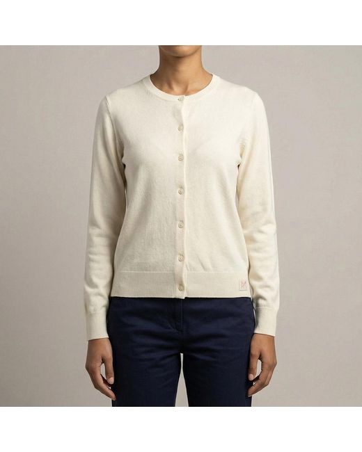 Crew White Cream Crew Neck Cardigan