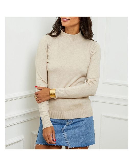 Sofiacashmere Natural Turtle Neck Cashmere Blend Jumper