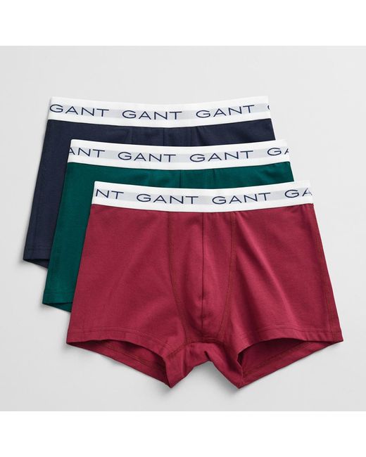 Gant Red Multi 3-Pack Cotton Blend Trunks