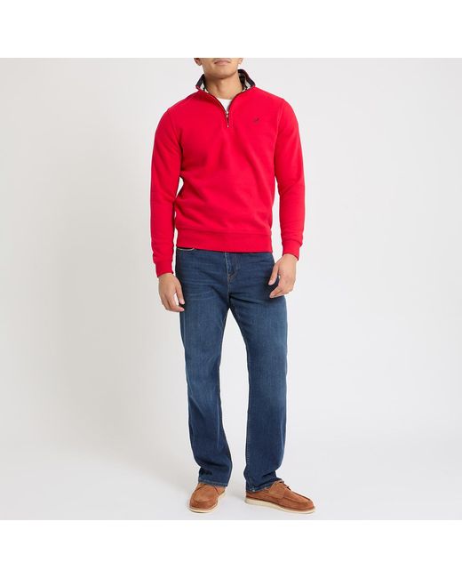 Crew Red 1/2 Zip Logo Sweatshirt
