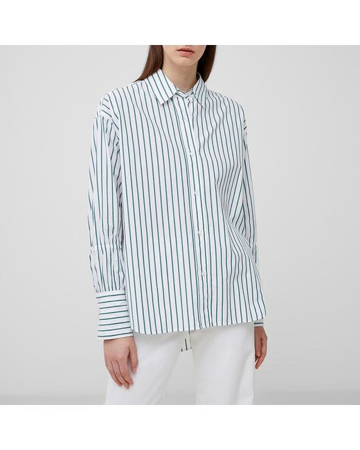 French Connection Blue Cotton Stripe Button Shirt