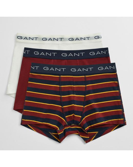Gant Red Stripe 3 Pack Trunks