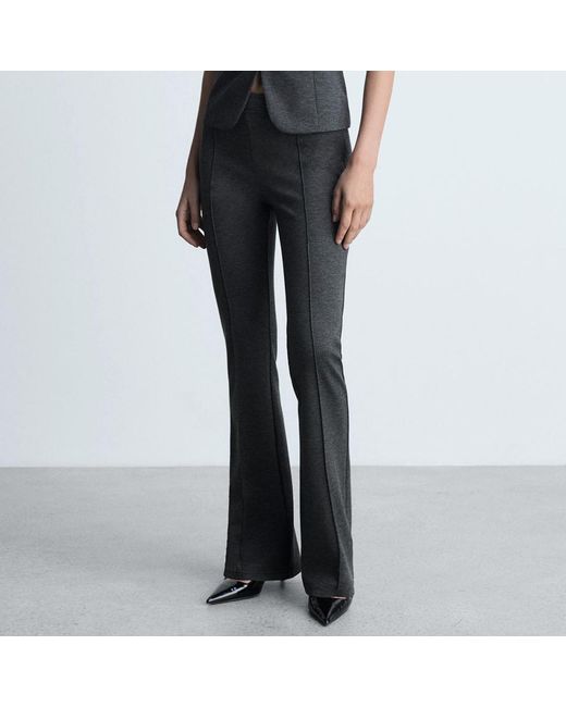 Mango Black Flared Trousers With Seams