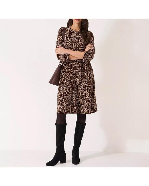 Crew Brown Leopard Mirabel Jersey Dress