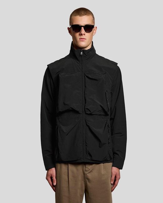 Lyle & Scott Black Lightweight Ripstop Gilet for men