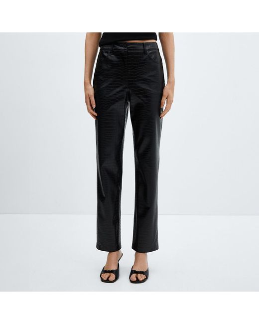 Mango Black Animal Print Effect Trouser