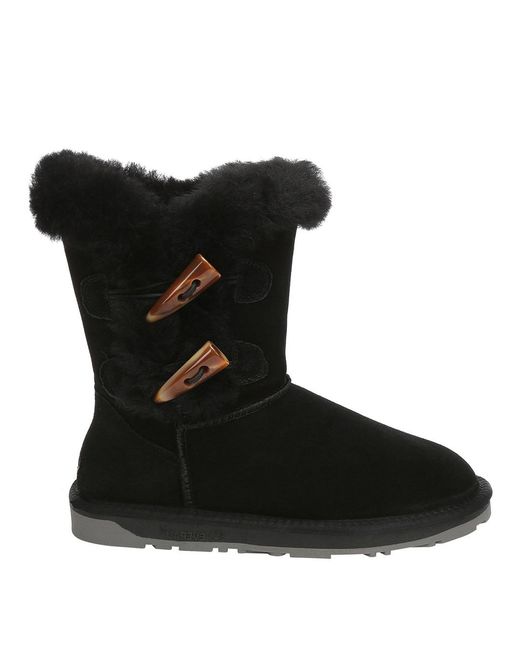 EVER AU Black Stork Button Short Boots