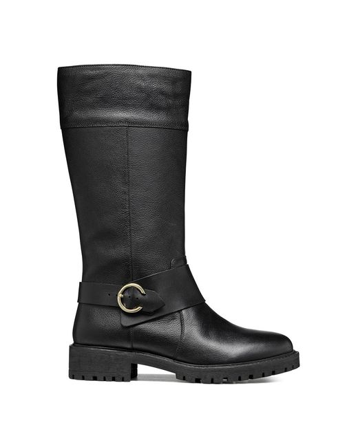 Geox Black Leather Hoara Long Boot